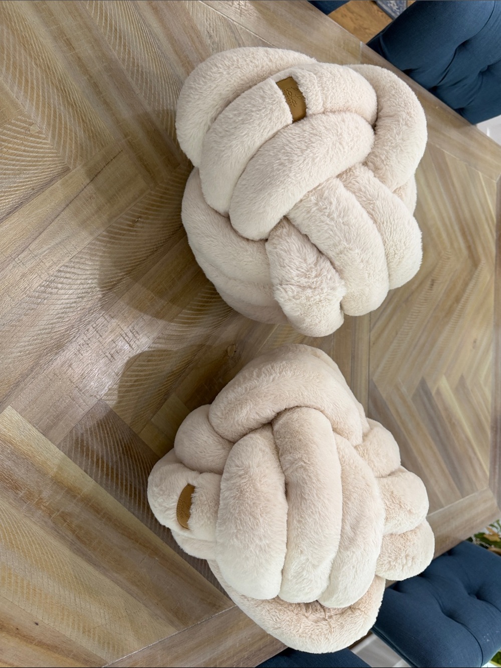 lola Plush Knot Accent Pillows in Cream